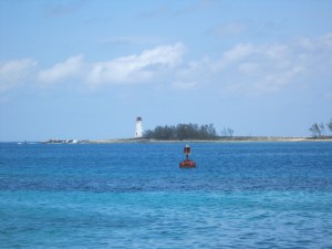 Love a lighthouse to help guide the way, plus the crystal clear blue water! 